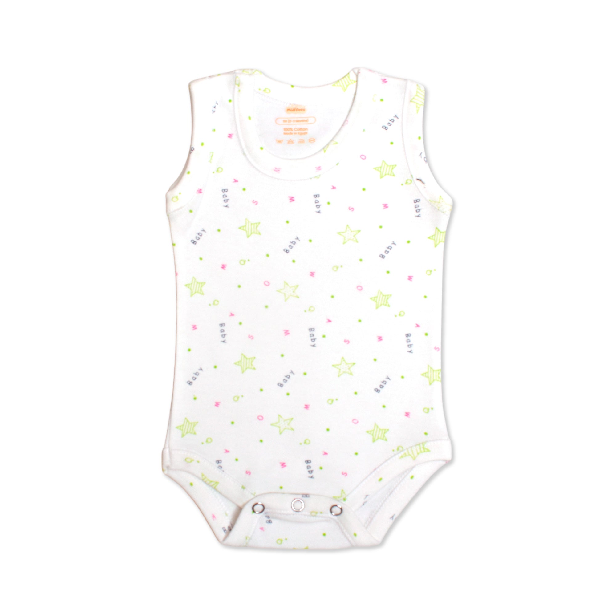 Printed Cotton Baby Sleeveless Bodysuit - Single
