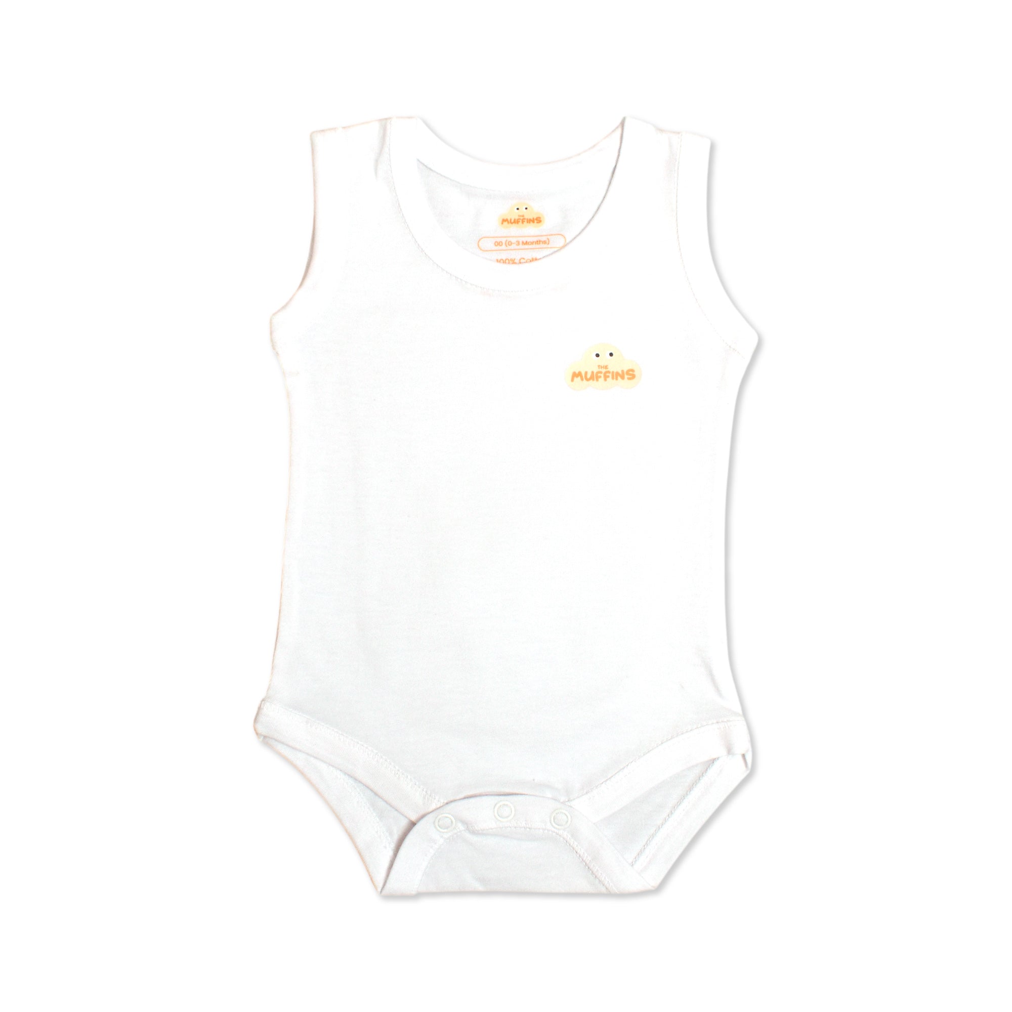 White Cotton Baby Sleeveless Bodysuit – Single