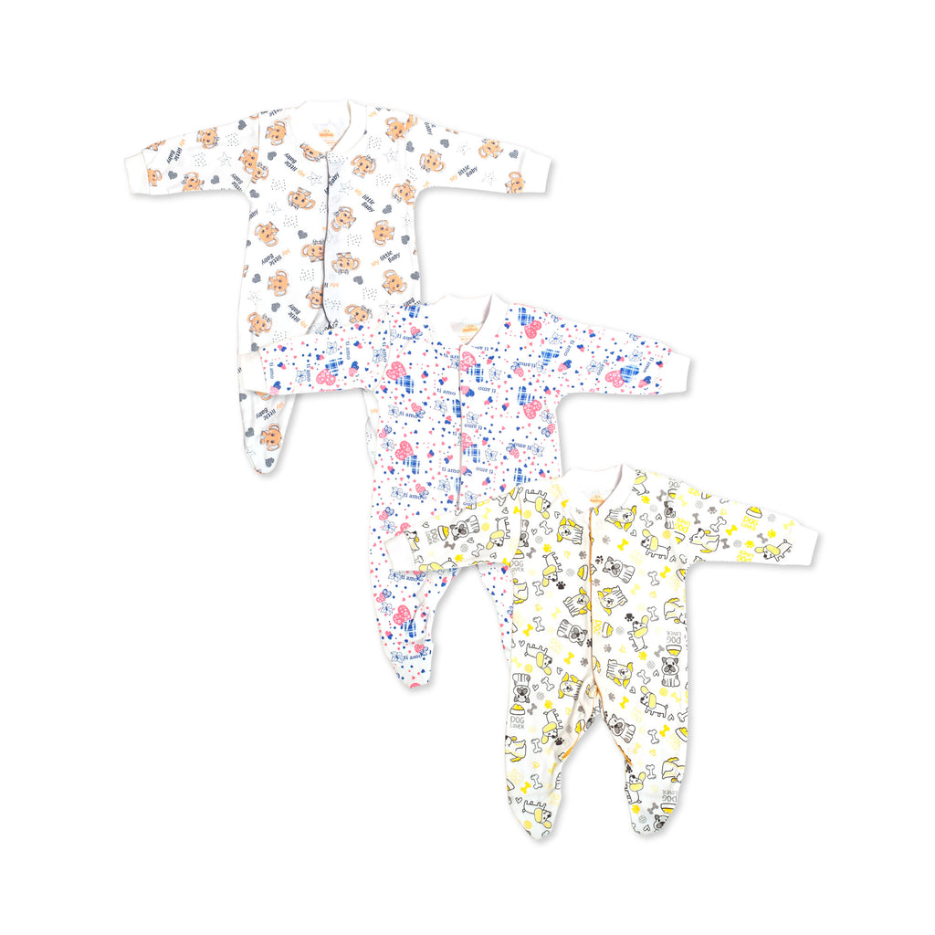 Printed Cotton Baby Footie - 3 Pack Bundle