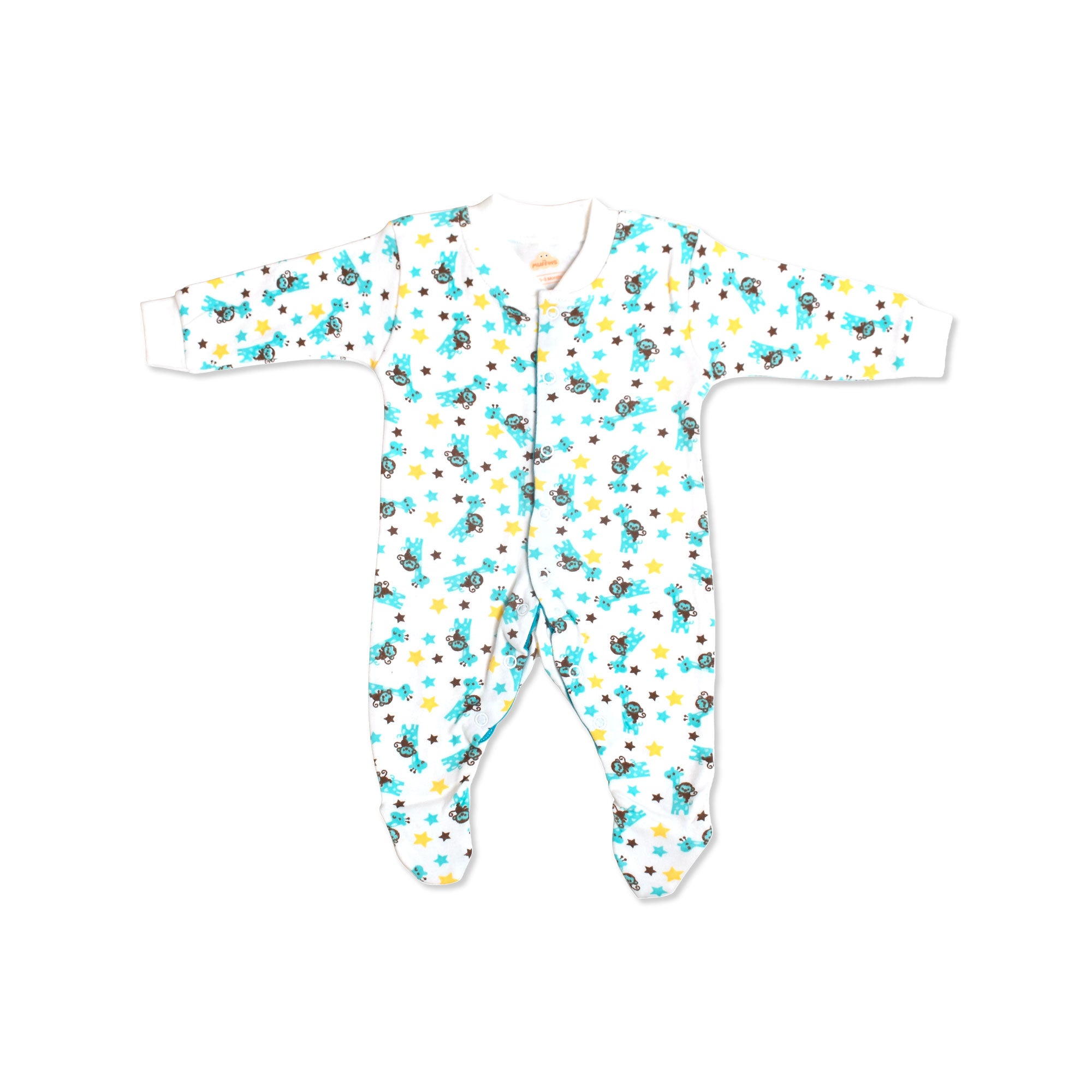 Printed Cotton Baby Footie - Single