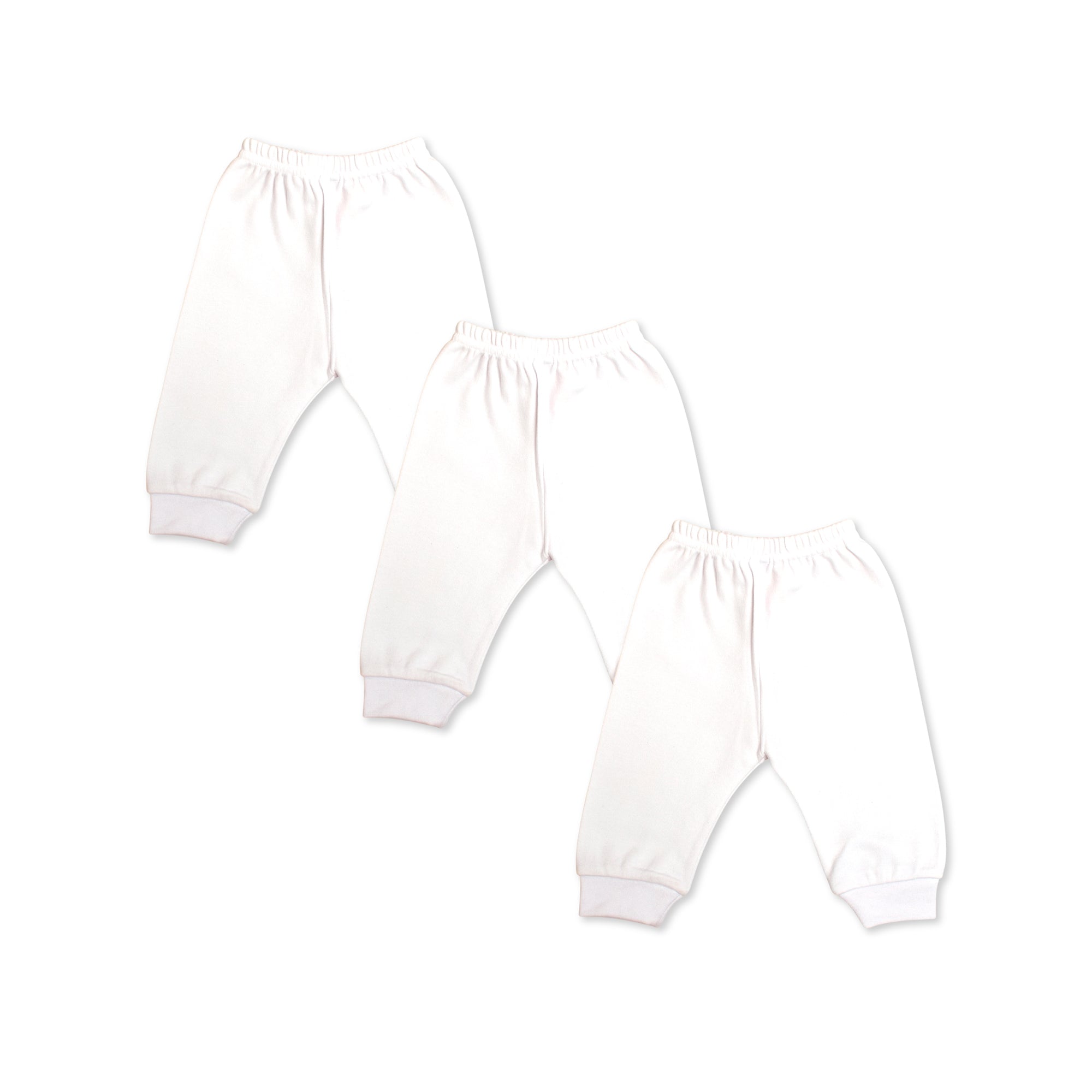 White Cotton Baby Pants – Bundle (3 Pieces)