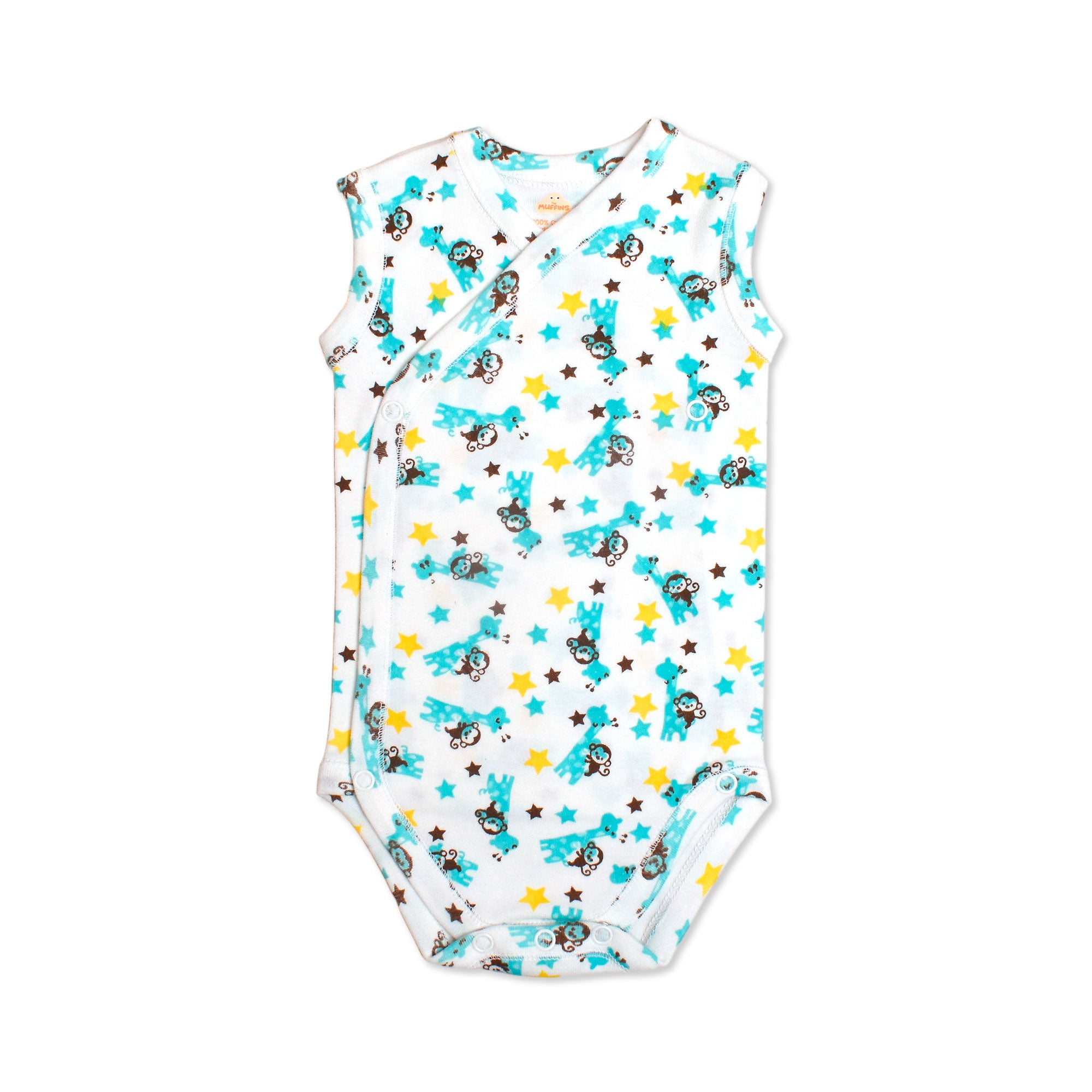 Printed Cotton Newborn Sleeveless Sidesnap - Single