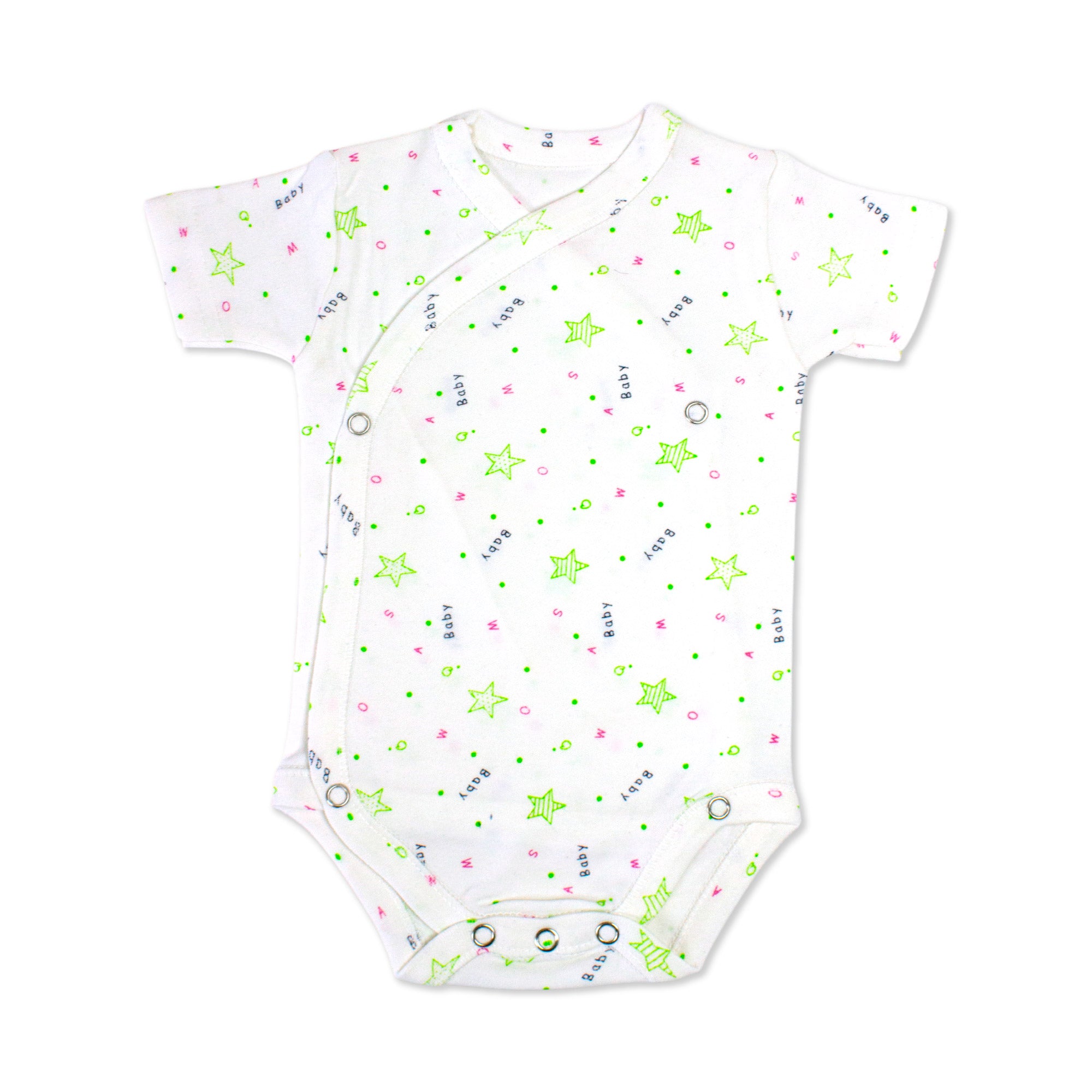 Printed Cotton Newborn Short Sleeve Sidesnap - 3 Pack Bundle