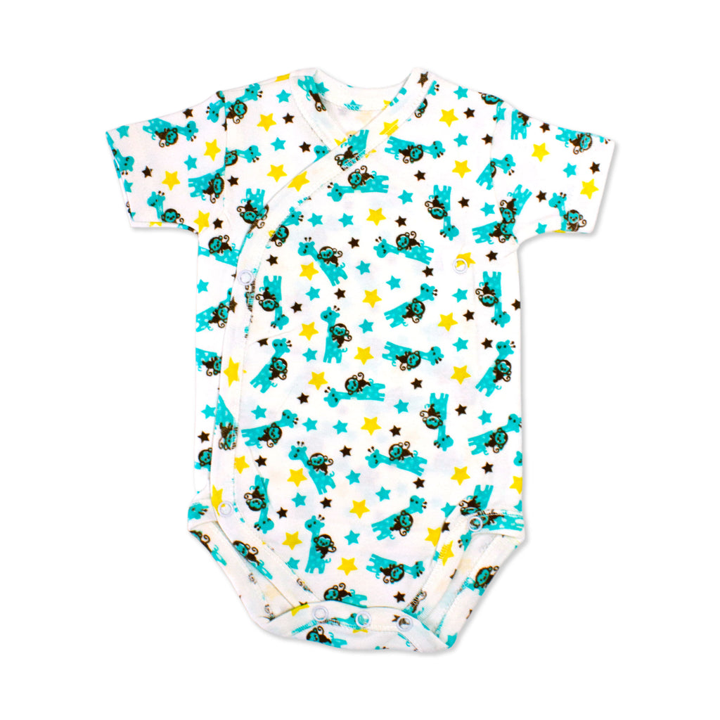 Printed Cotton Newborn Short Sleeve Sidesnap - 3 Pack Bundle