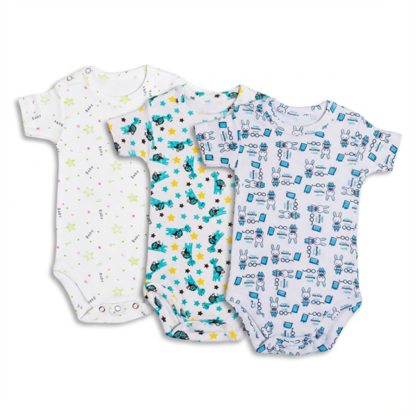 Printed Cotton Baby Short Sleeves Bodysuit— Build Your 3-Pack