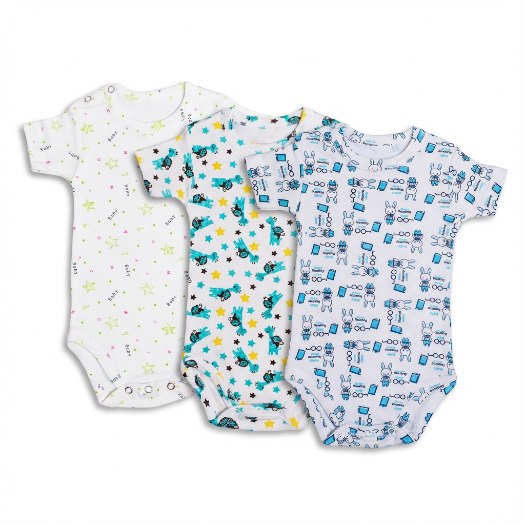 Printed Cotton Baby Short Sleeves Bodysuit— Build Your 3-Pack