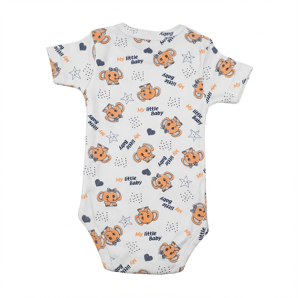 Printed Cotton Baby Short Sleeves Bodysuit – 1 Pack - Image 22