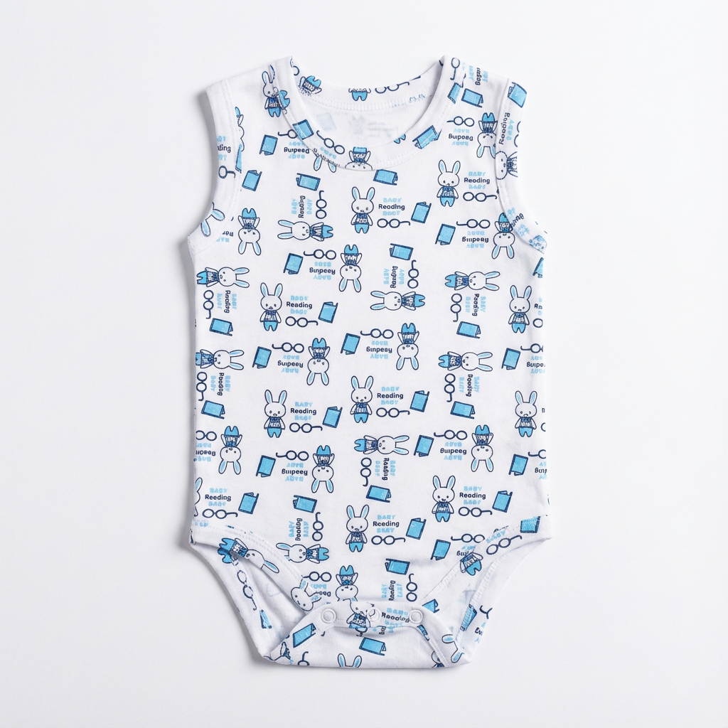 Printed Cotton Baby Sleeveless Bodysuit – 1 Pack