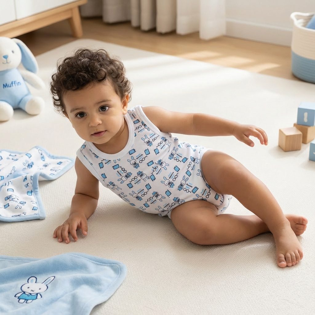 Printed Cotton Baby Sleeveless Bodysuit – 1 Pack - Image 2