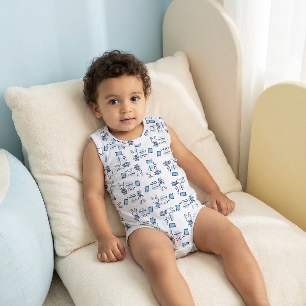 Printed Cotton Baby Sleeveless Bodysuit – 1 Pack - Image 5