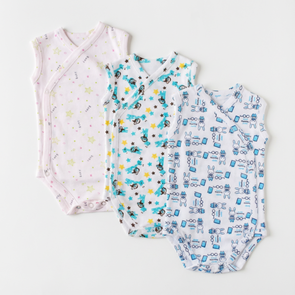Printed Cotton Baby Sleeveless Sidesnap Bodysuit— Build Your 3-Pack
