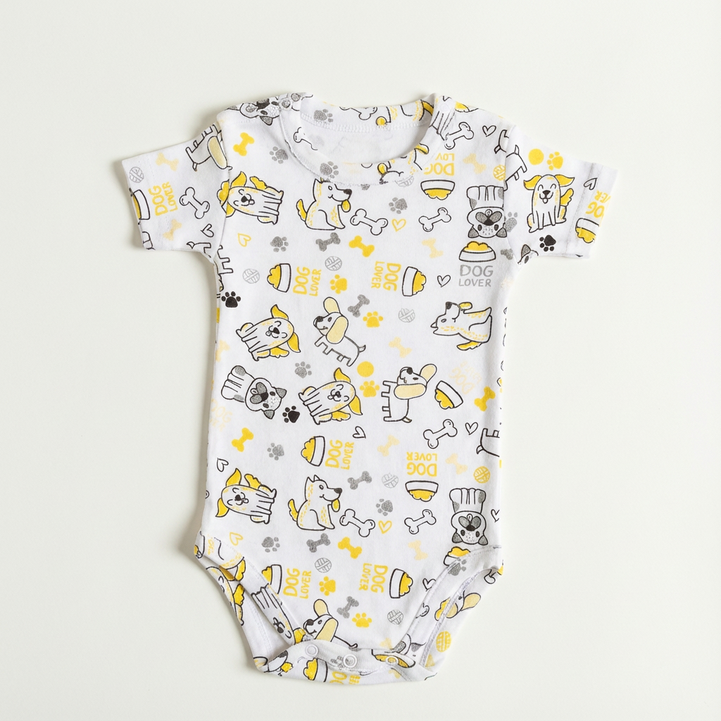 Printed Cotton Baby Short Sleeves Bodysuit – 1 Pack - Image 3
