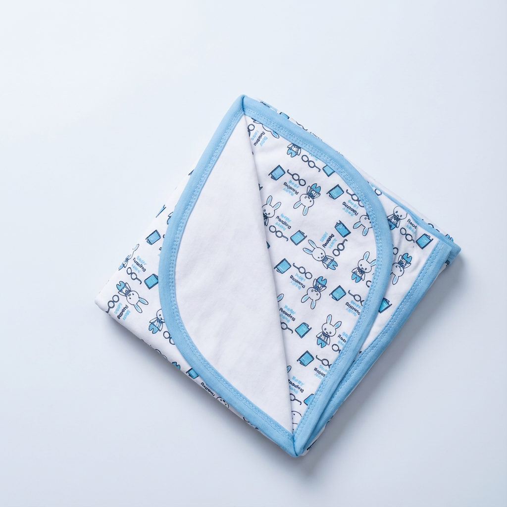 Printed Cotton Baby Blanket (Double-sided with hood) - Image 10