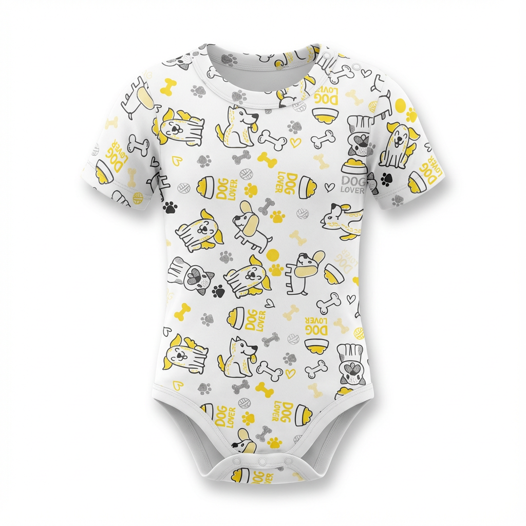 Printed Cotton Baby Short Sleeves Bodysuit – 1 Pack - Image 4