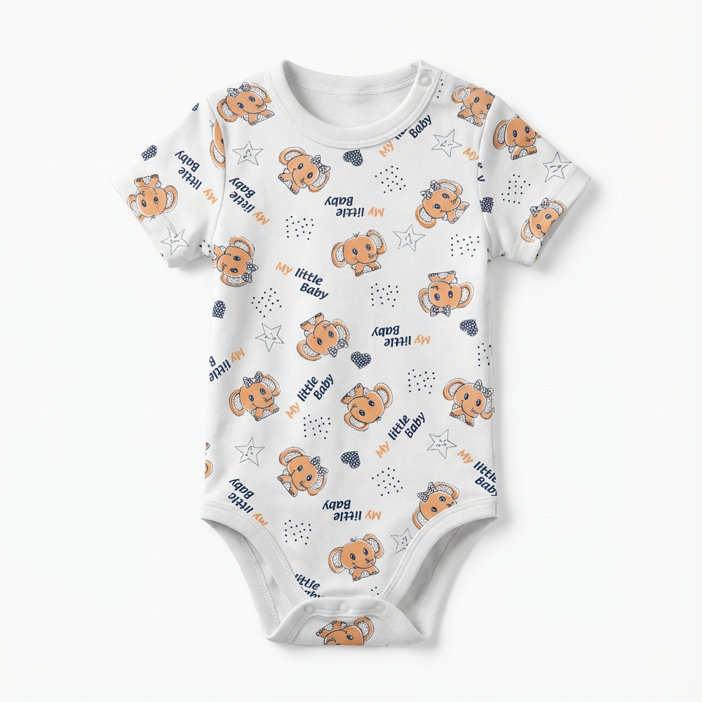 Printed Cotton Baby Short Sleeves Bodysuit – 1 Pack - Image 23
