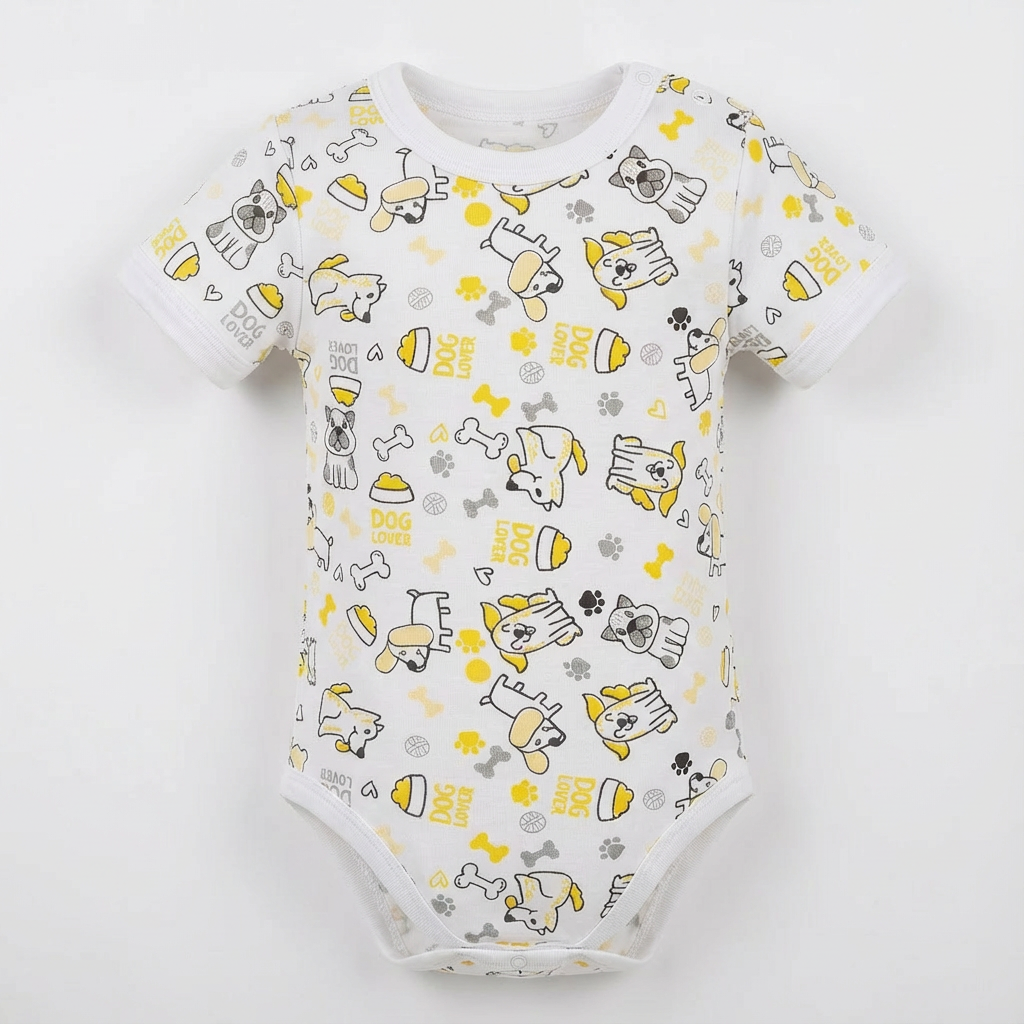 Printed Cotton Baby Short Sleeves Bodysuit – 1 Pack - Image 5
