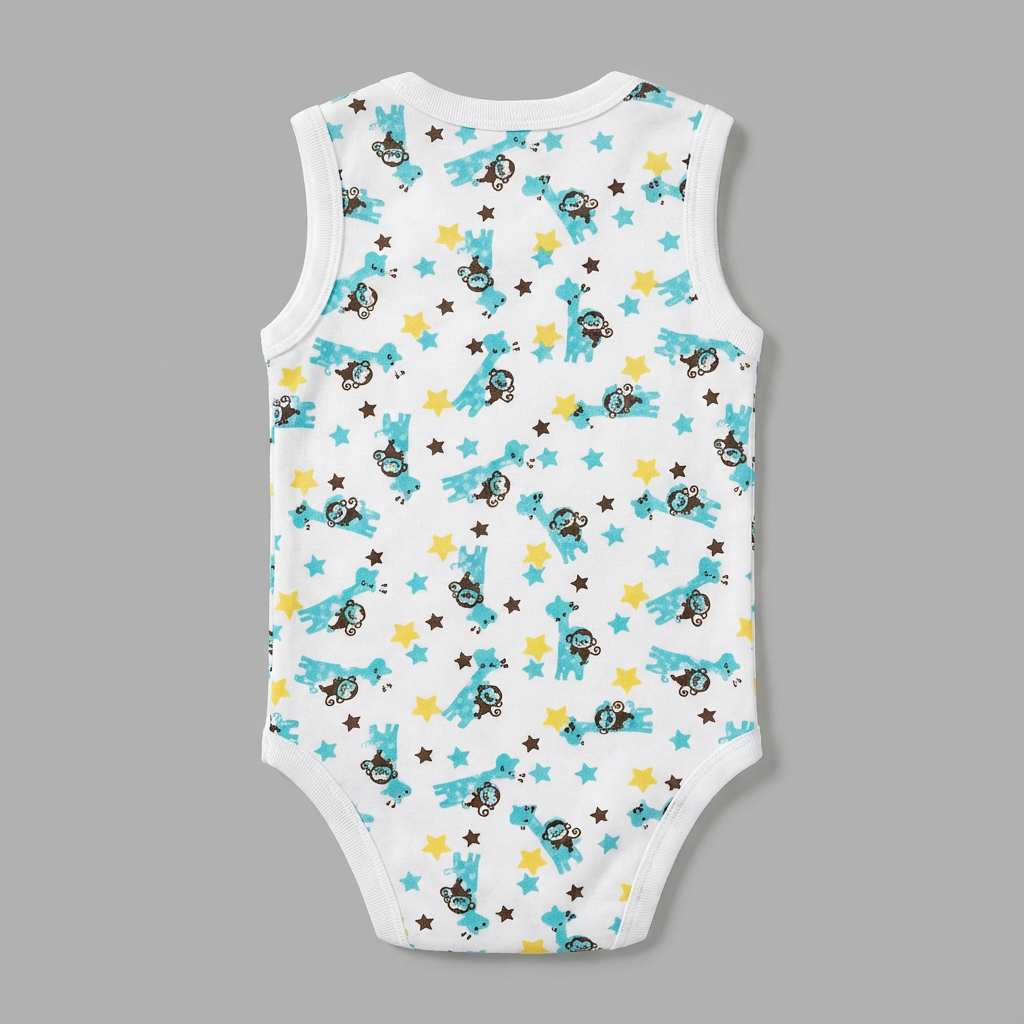 Printed Cotton Baby Sleeveless Sidesnap Bodysuit – 1 Pack - Image 14
