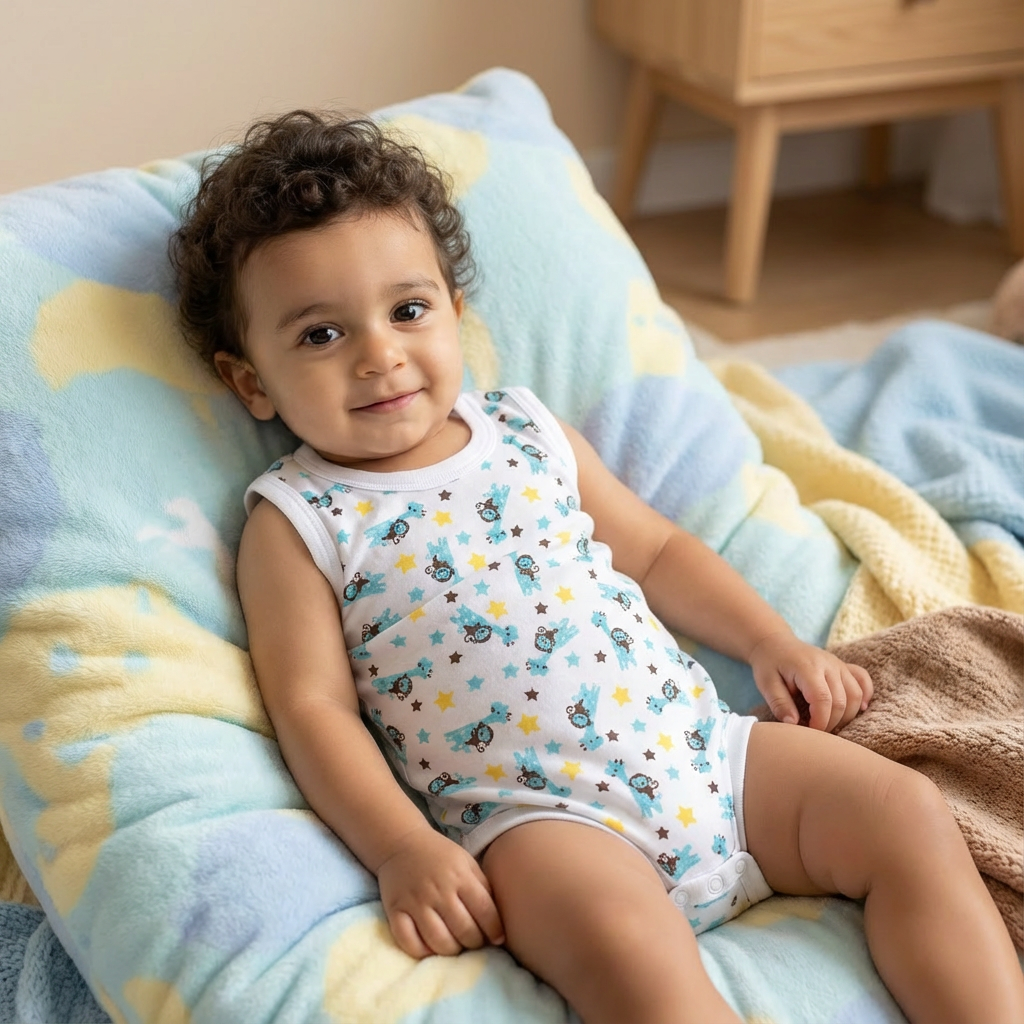 Printed Cotton Baby Sleeveless Bodysuit – 1 Pack - Image 12