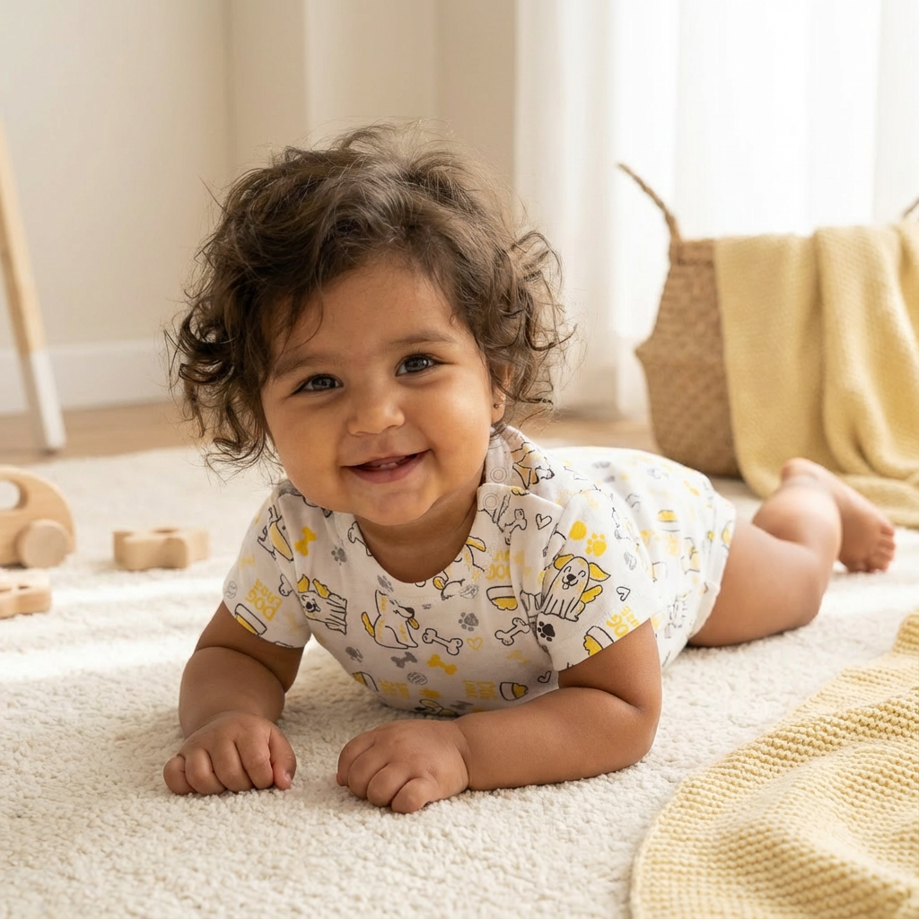 Printed Cotton Baby Short Sleeves Bodysuit – 1 Pack - Image 2