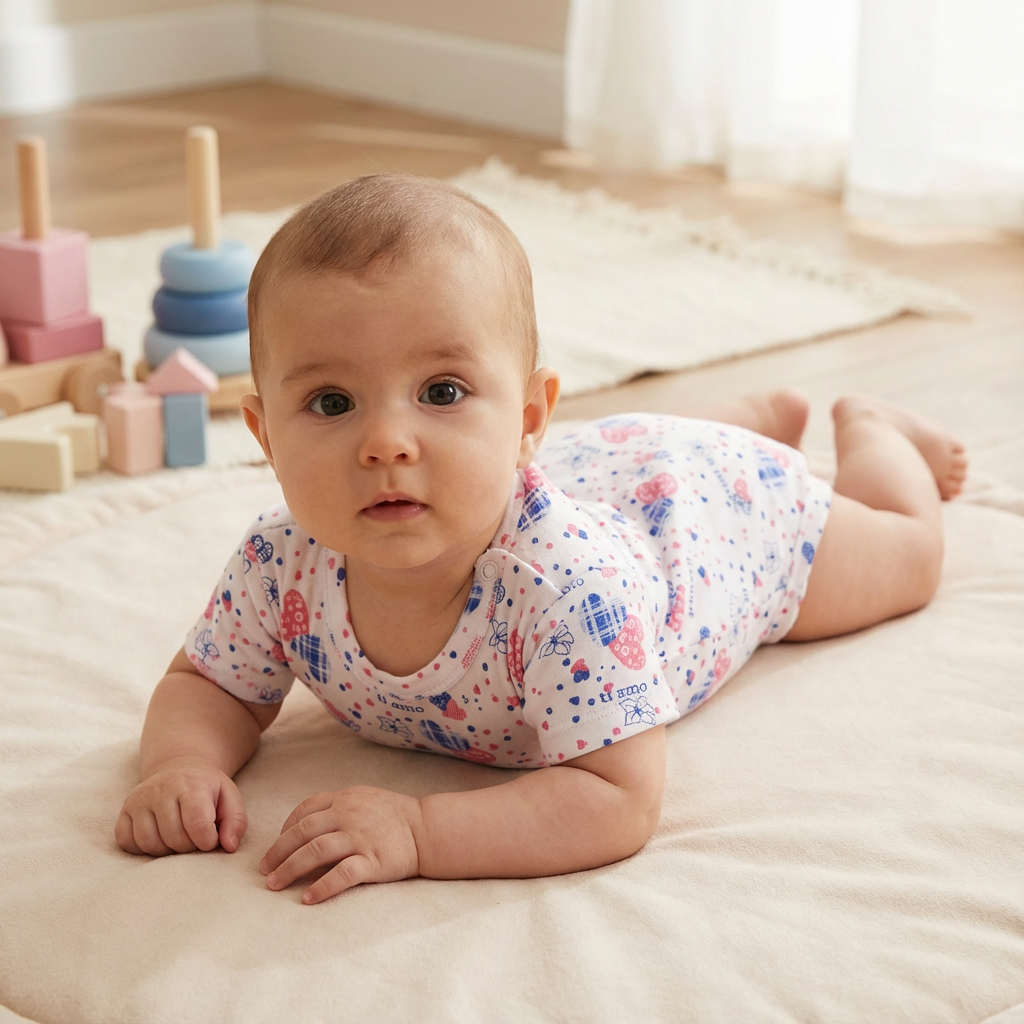 Printed Cotton Baby Short Sleeves Bodysuit – 1 Pack - Image 31