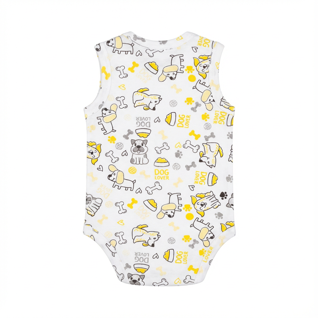 Printed Cotton Baby Sleeveless Sidesnap Bodysuit – 1 Pack - Image 3
