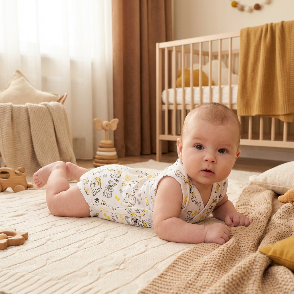 Printed Cotton Baby Sleeveless Sidesnap Bodysuit – 1 Pack - Image 2