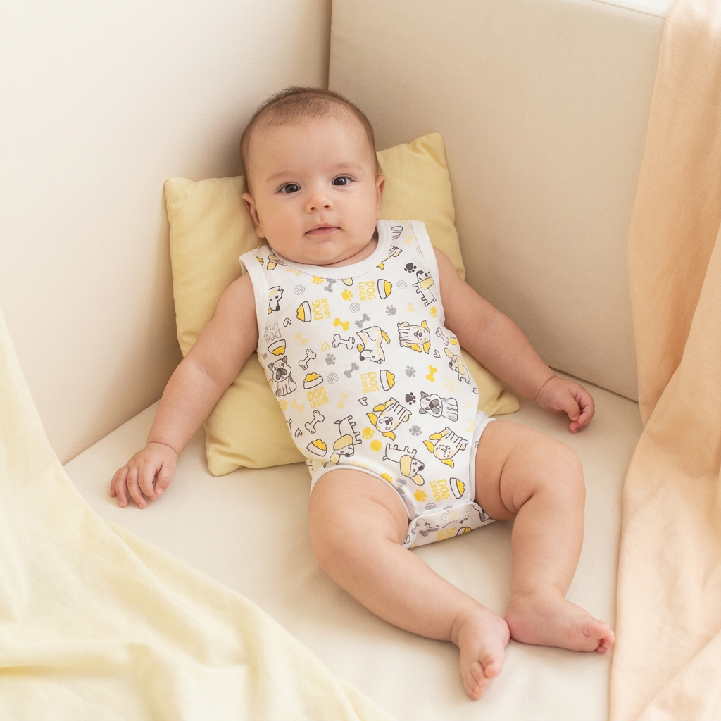 Printed Cotton Baby Sleeveless Bodysuit – 1 Pack - Image 19