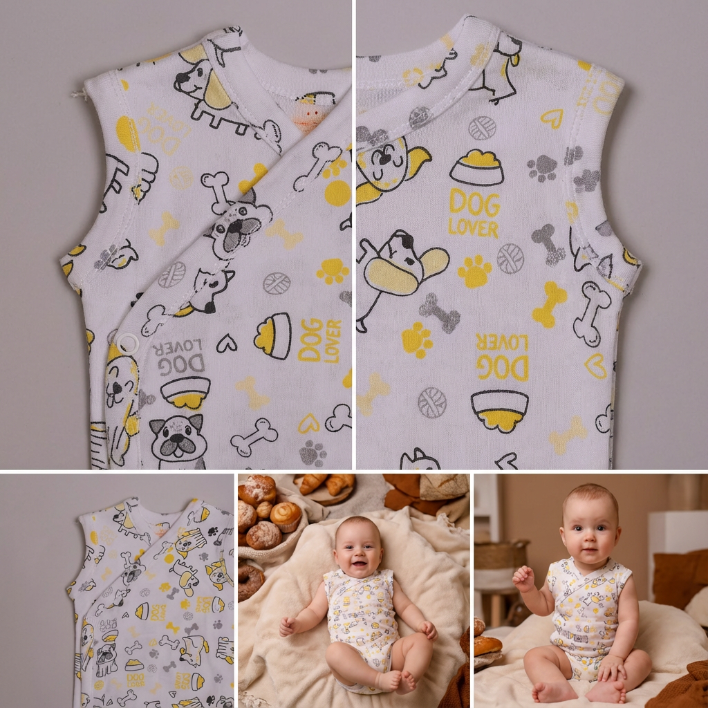 Printed Cotton Baby Sleeveless Sidesnap Bodysuit – 1 Pack - Image 6