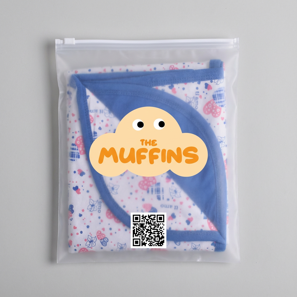 Printed Cotton Baby Blanket (Double-sided with hood) - Image 35