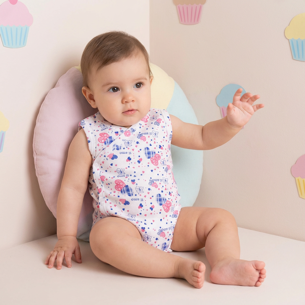 Printed Cotton Baby Sleeveless Sidesnap Bodysuit – 1 Pack - Image 31