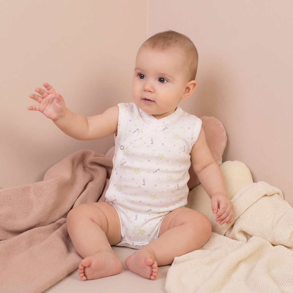 Printed Cotton Baby Sleeveless Sidesnap Bodysuit – 1 Pack - Image 36