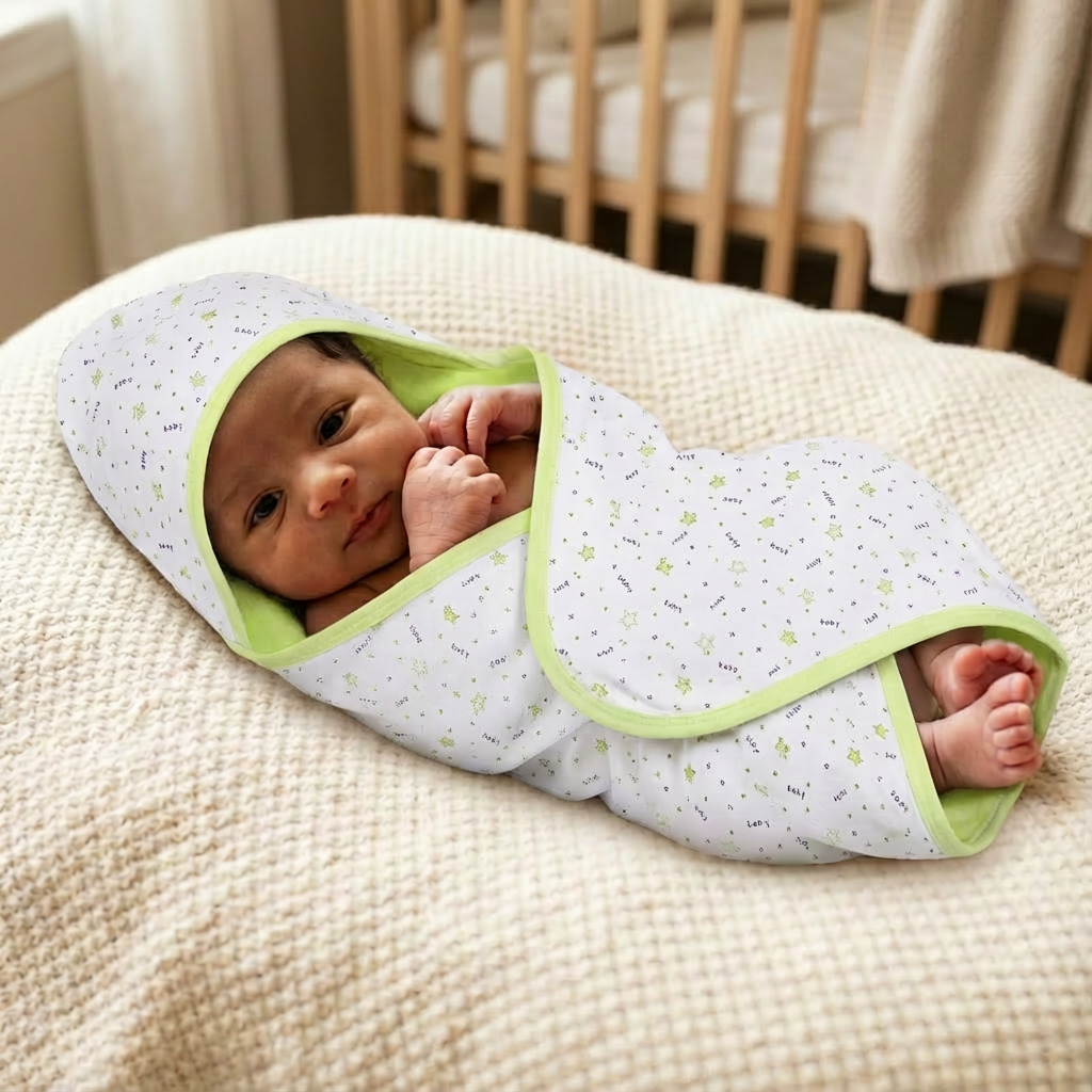Printed Cotton Baby Blanket (Double-sided with hood) - Image 20