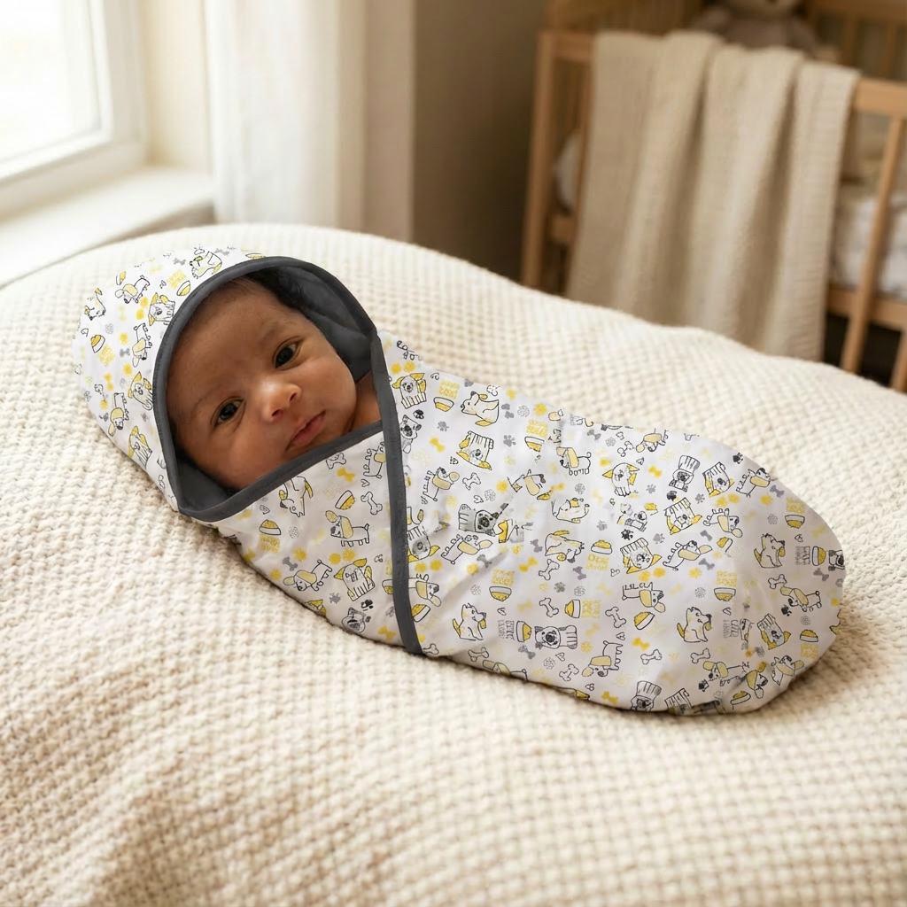 Printed Cotton Baby Blanket (Double-sided with hood) - Image 25