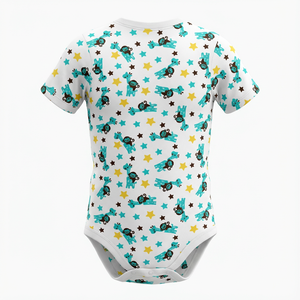 Printed Cotton Baby Short Sleeves Bodysuit – 1 Pack - Image 16