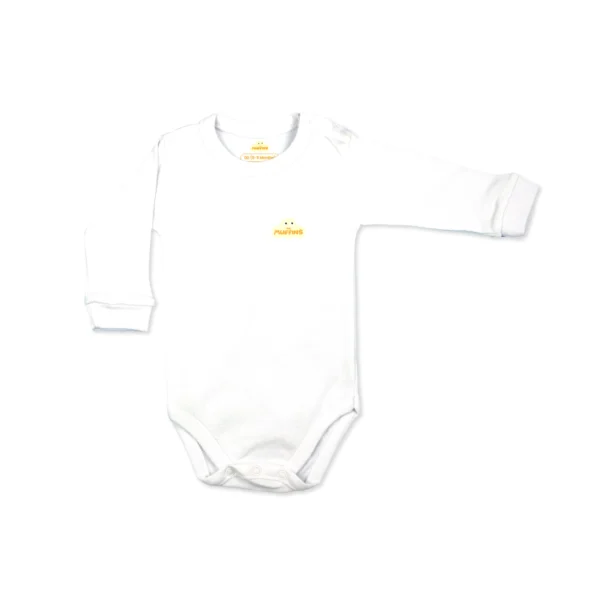 White Cotton Baby Long Sleeve Bodysuit – Single or Bundle (3 Pieces)