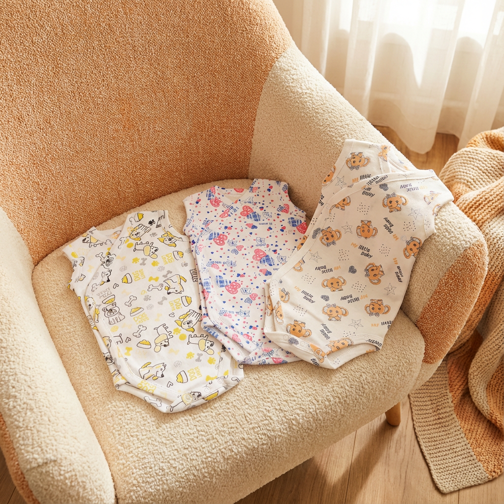 Printed Cotton Baby Sleeveless Sidesnap Bodysuit— Build Your 3-Pack - Image 10