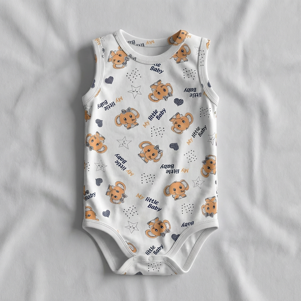 Printed Cotton Baby Sleeveless Bodysuit – 1 Pack - Image 23