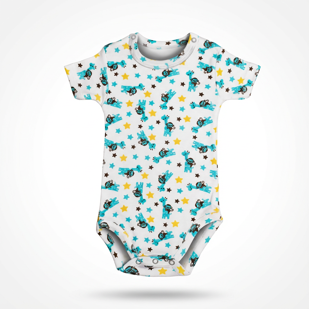 Printed Cotton Baby Short Sleeves Bodysuit – 1 Pack - Image 17