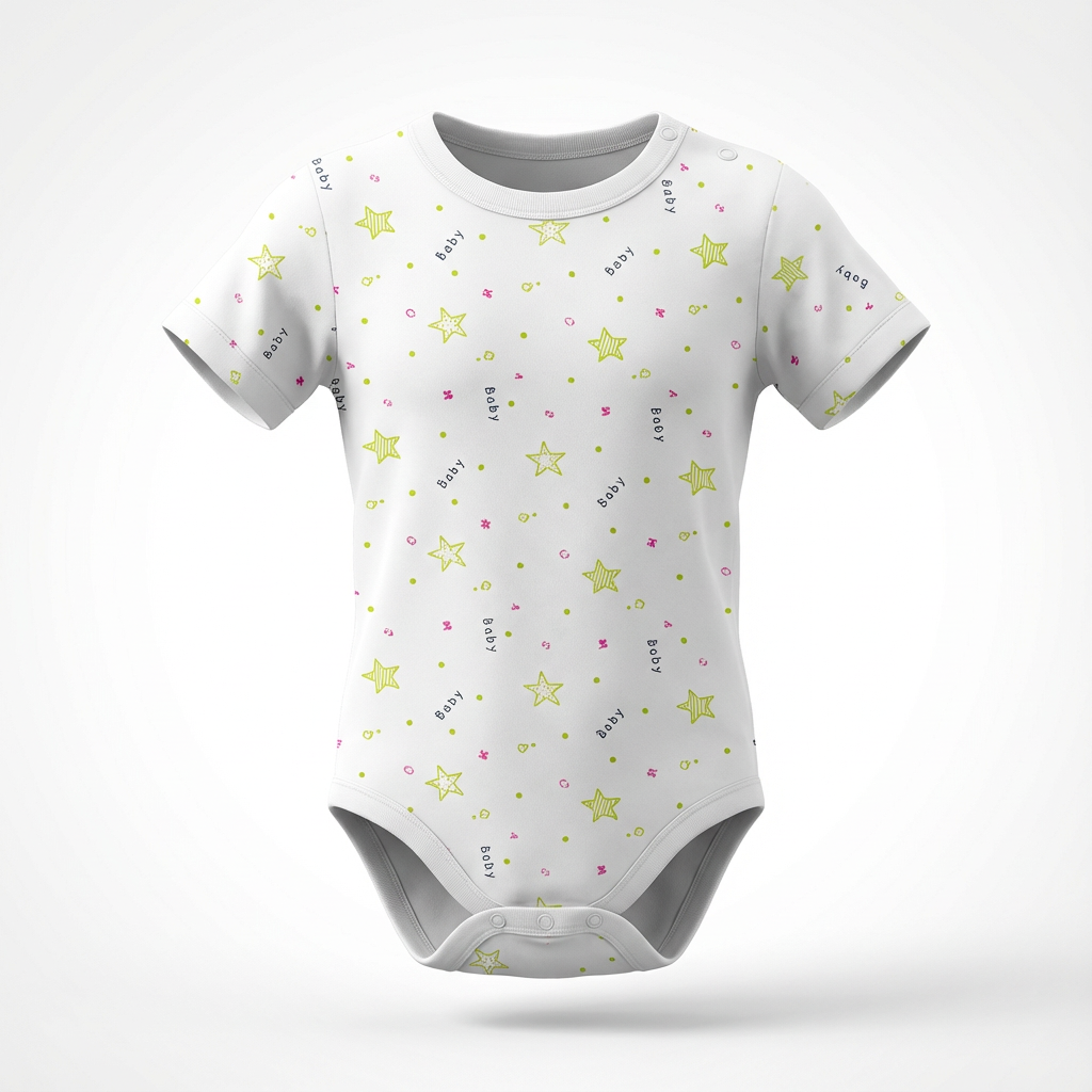 Printed Cotton Baby Short Sleeves Bodysuit – 1 Pack - Image 36