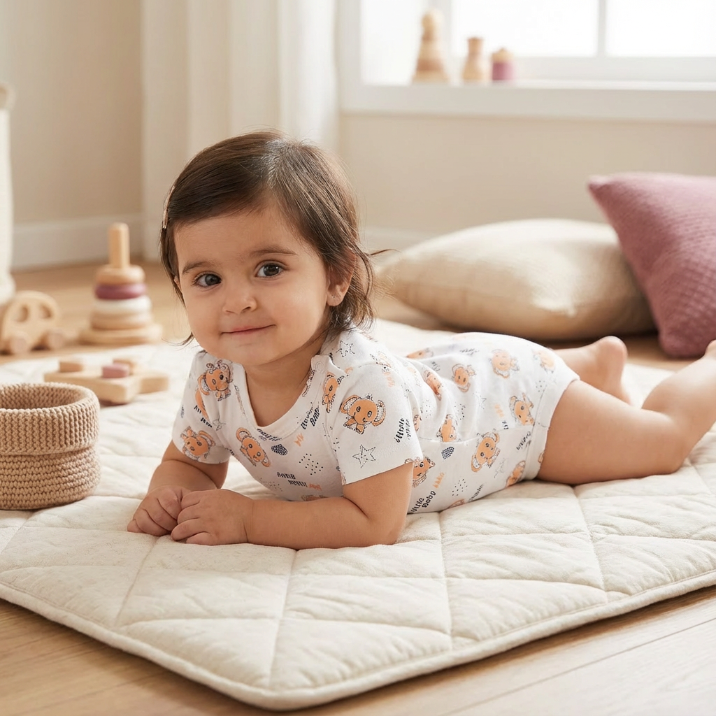 Printed Cotton Baby Short Sleeves Bodysuit – 1 Pack - Image 25