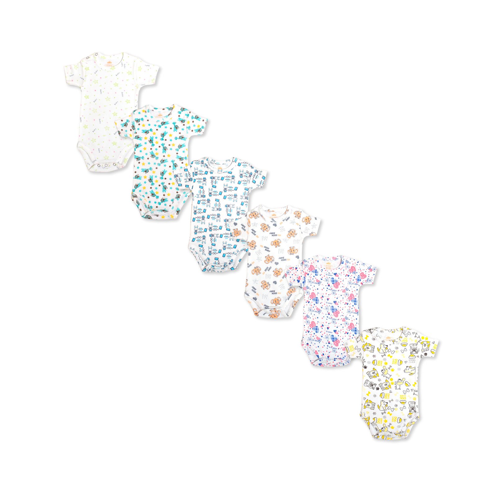 Printed Cotton Baby Short Sleeve Bodysuit – Build Your 3-Pack